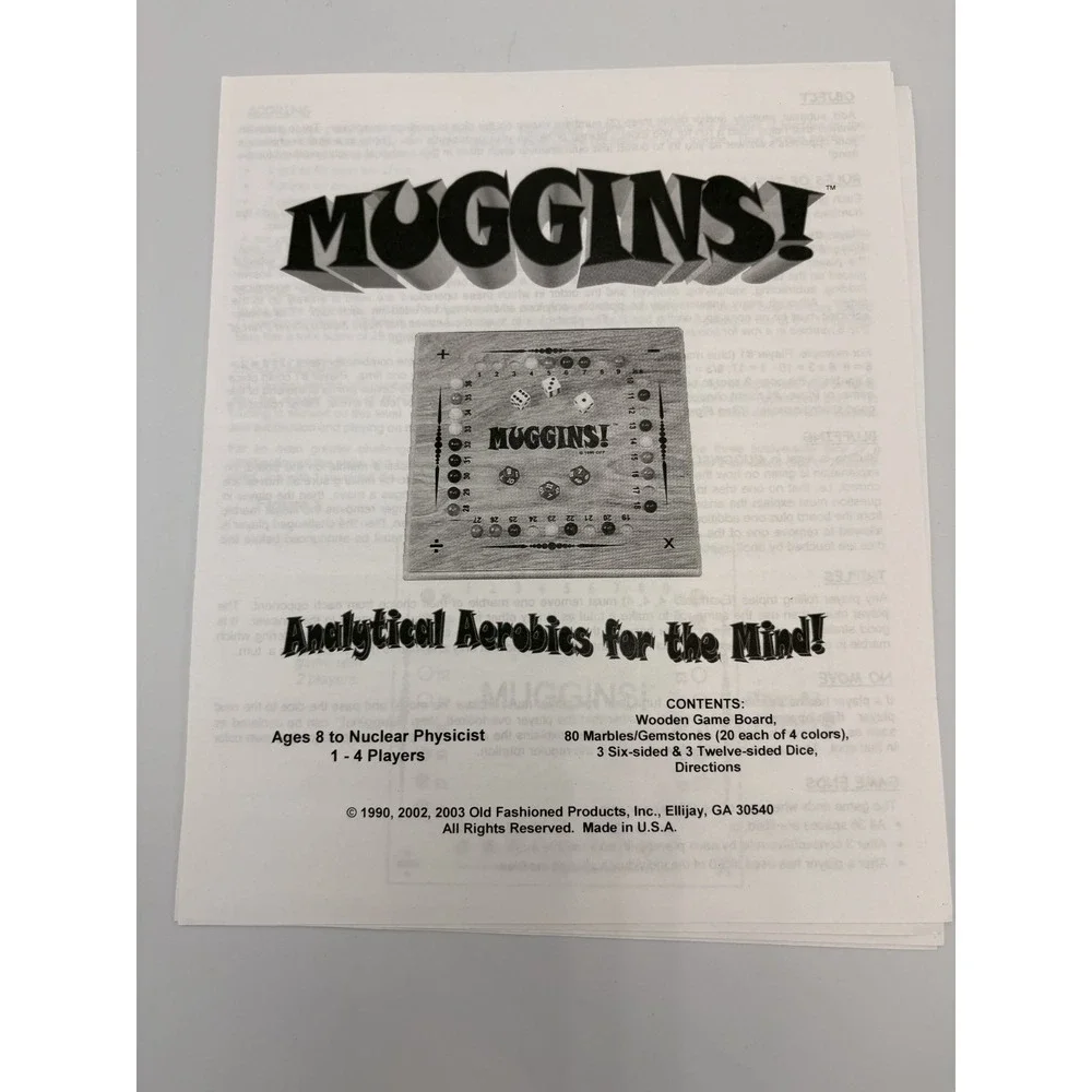 Muggins Knock-Out Math Game Mensa Analytical‎ Aerobics Critical Thinking Skills